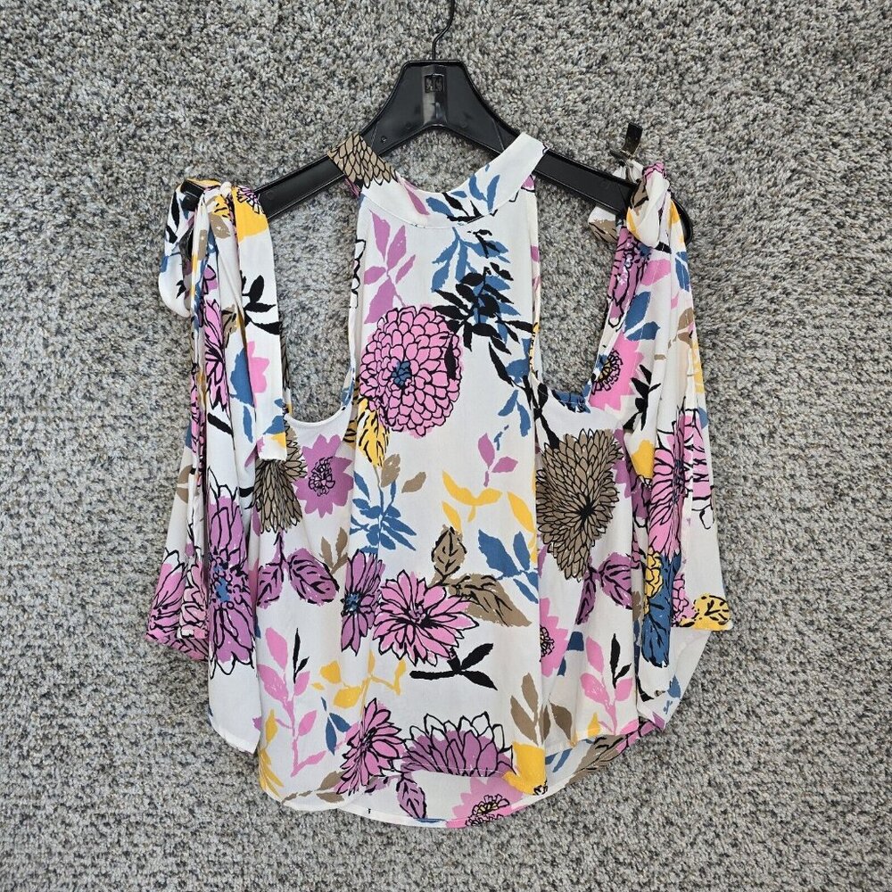If By Sea Top Womens‎ Large Floral Print Halter Blouse Tie Lightweight Casual